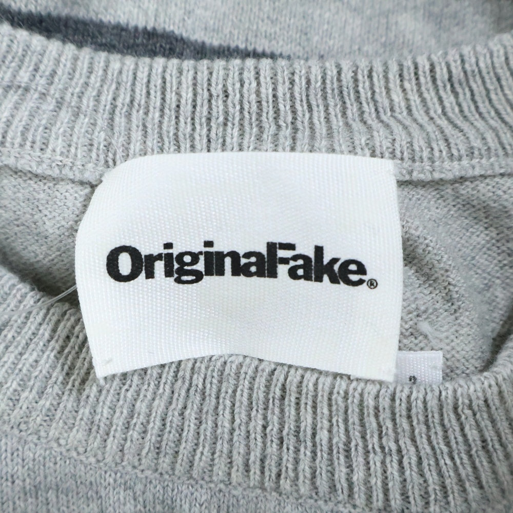 Original Fake(オリジナルフェイク) ボーダー クルーネックニットセーター グレー