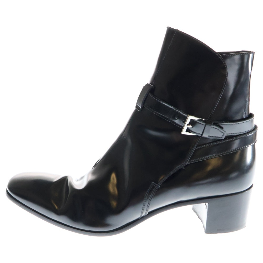 PRADA(プラダ) Leather Boots ストラップ バックル レザーブーツ ブラック
