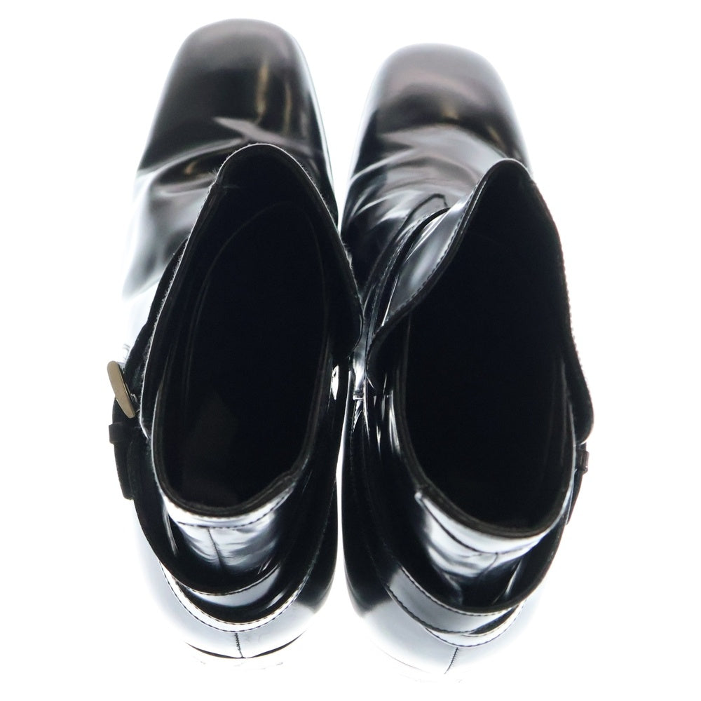 PRADA(プラダ) Leather Boots ストラップ バックル レザーブーツ ブラック