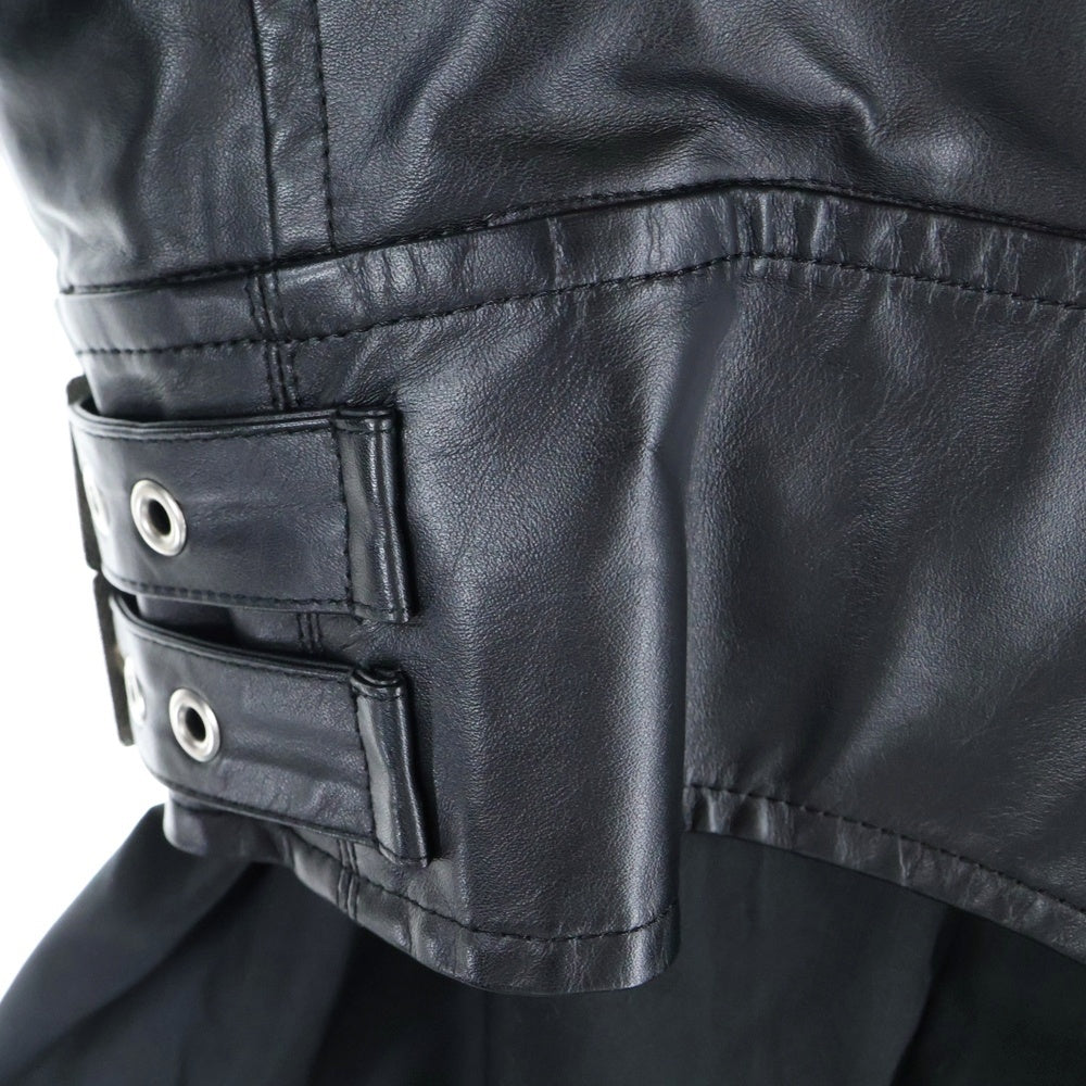 Sacai(サカイ) Bustier Detail Shirt レザービスチェ レイヤード 長袖シャツ ブラック 22-05951