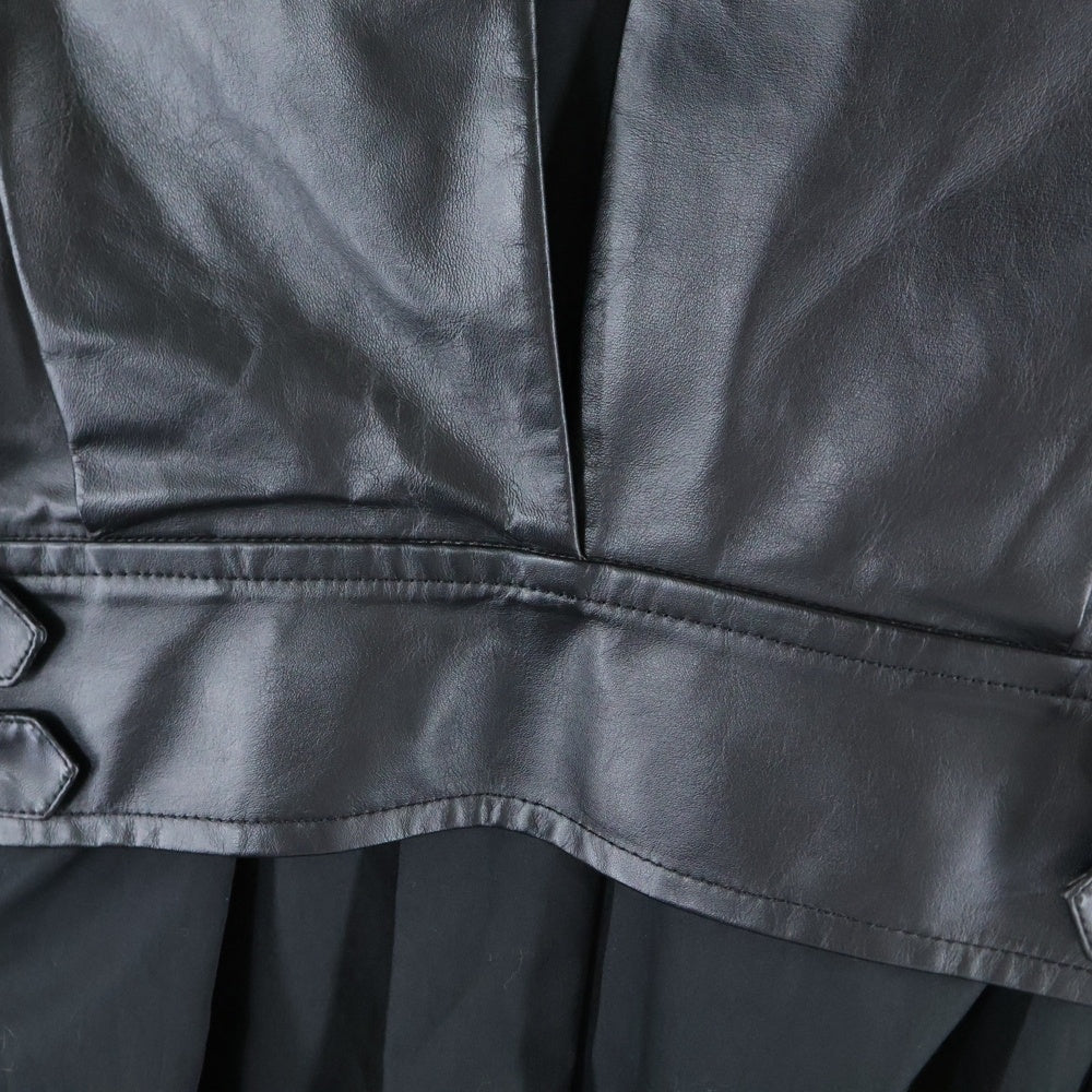 Sacai(サカイ) Bustier Detail Shirt レザービスチェ レイヤード 長袖シャツ ブラック 22-05951