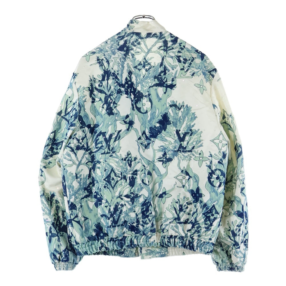 LOUIS VUITTON(ルイヴィトン) スパンコール装飾 エンブロイダリー 総柄 ジャケット ブルゾン ブルー×ホワイト RM232M ZS1 HPB12W