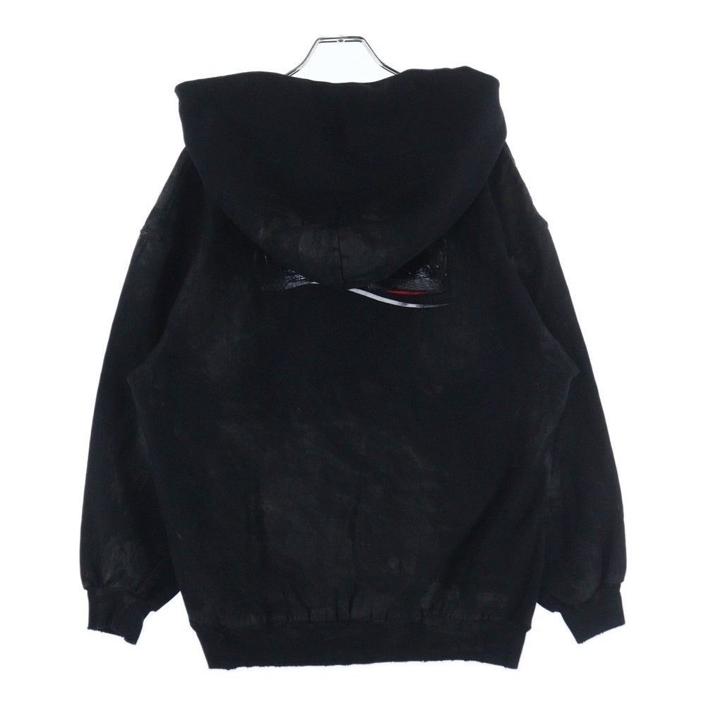 BALENCIAGA(バレンシアガ) Campaign Logo Zip Up Hoodie ダメージ加工ジップアップスウェットパーカー フーディー ブラック 720424 TNVK5