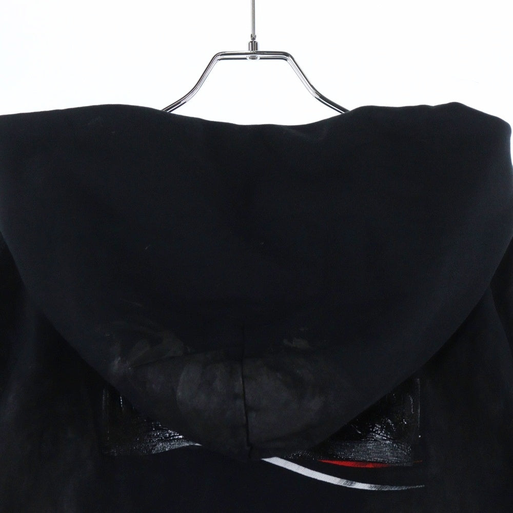 BALENCIAGA(バレンシアガ) Campaign Logo Zip Up Hoodie ダメージ加工ジップアップスウェットパーカー フーディー ブラック 720424 TNVK5