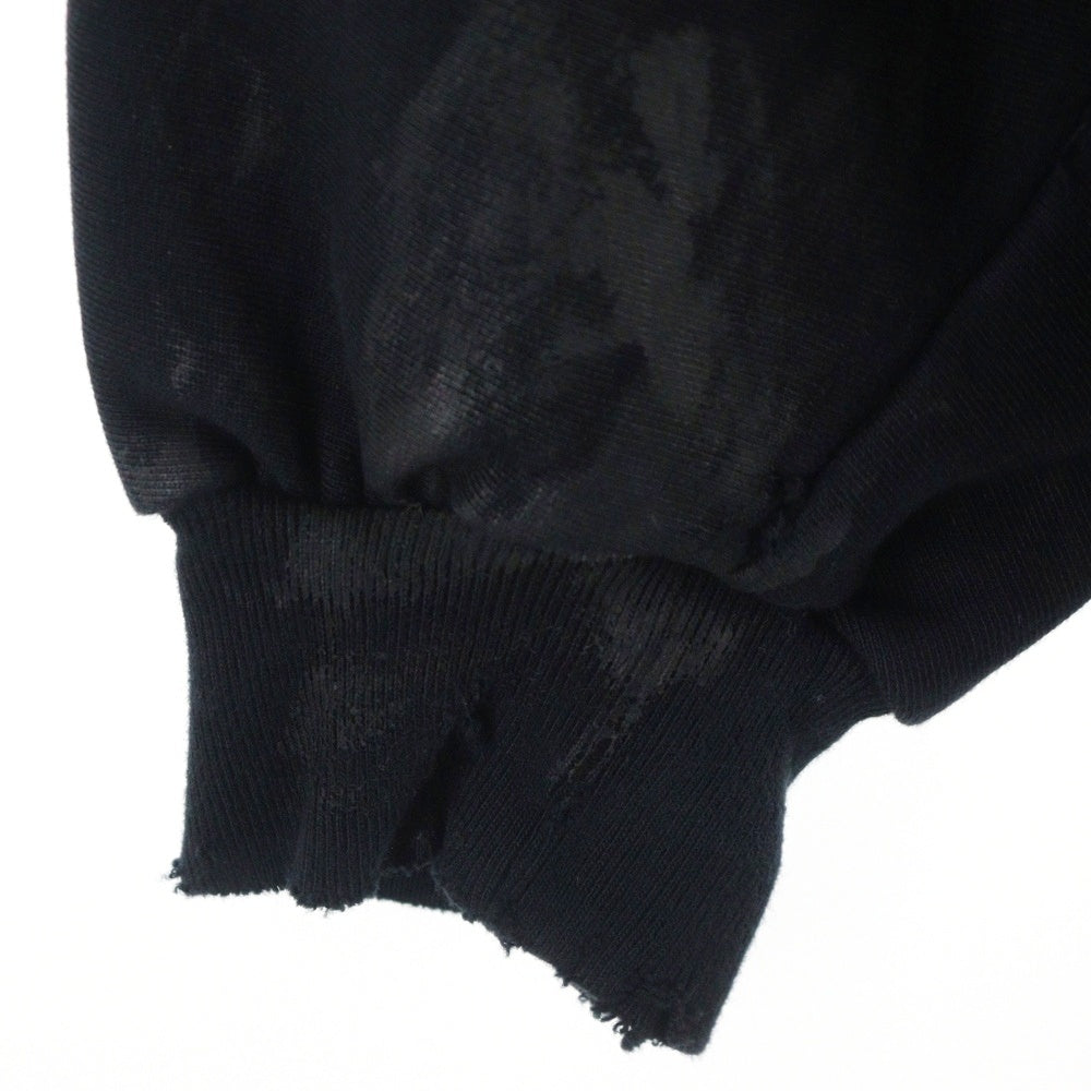BALENCIAGA(バレンシアガ) Campaign Logo Zip Up Hoodie ダメージ加工ジップアップスウェットパーカー フーディー ブラック 720424 TNVK5