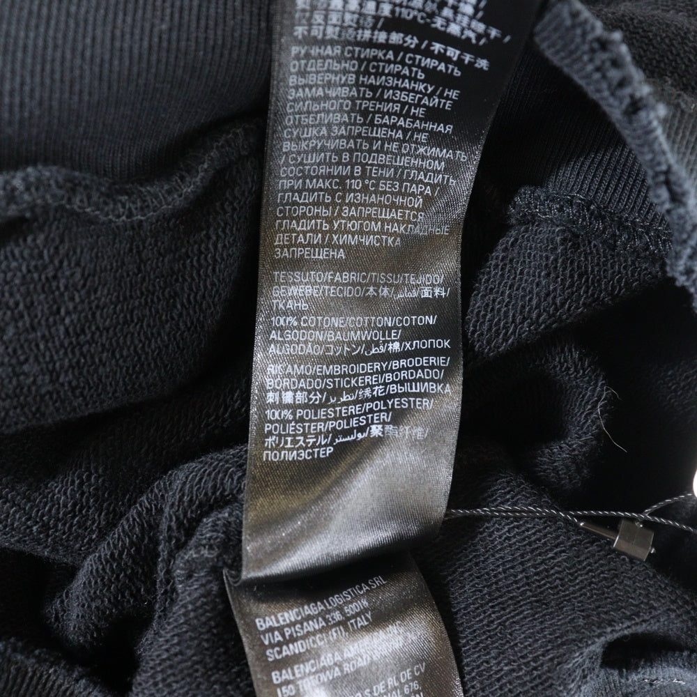 BALENCIAGA(バレンシアガ) Campaign Logo Zip Up Hoodie ダメージ加工ジップアップスウェットパーカー フーディー ブラック 720424 TNVK5