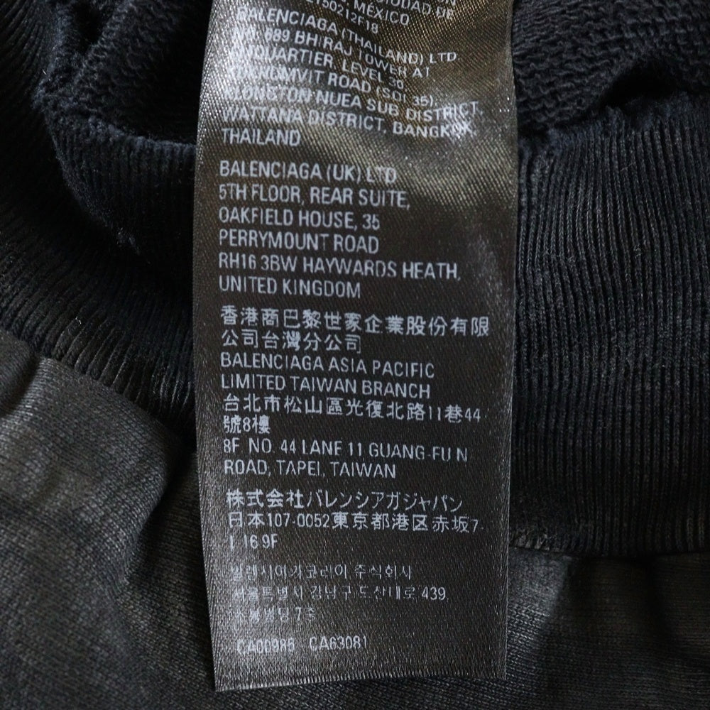 BALENCIAGA(バレンシアガ) Campaign Logo Zip Up Hoodie ダメージ加工ジップアップスウェットパーカー フーディー ブラック 720424 TNVK5