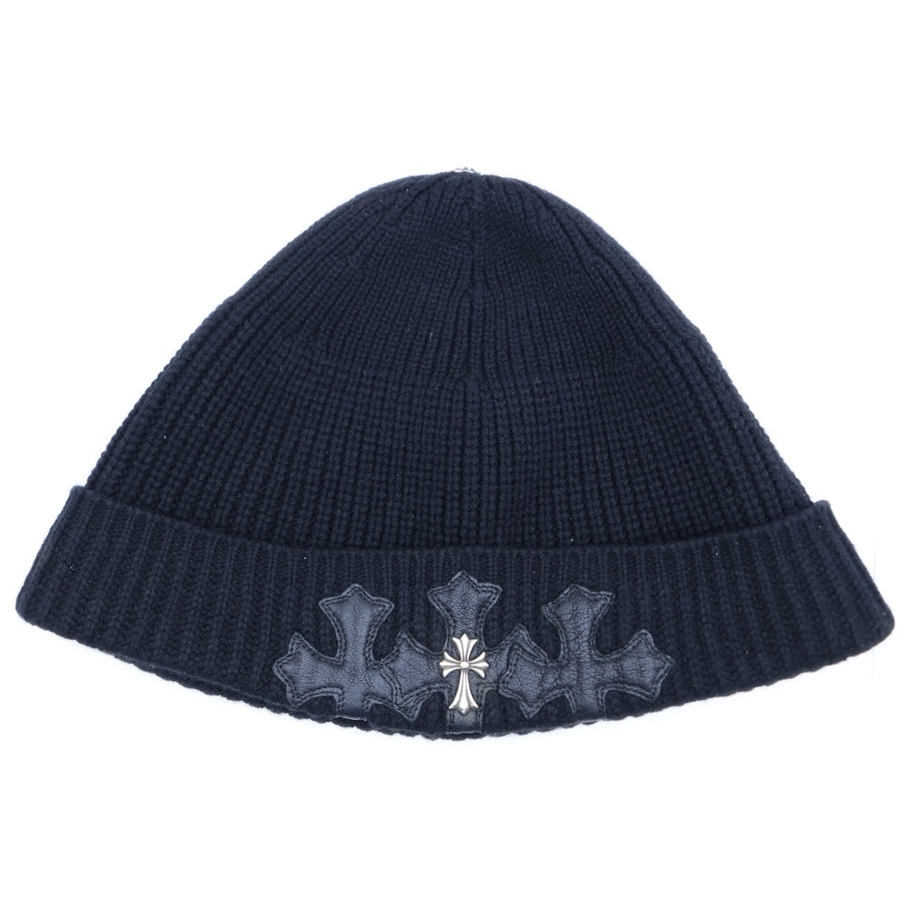 CHROME HEARTS(クロムハーツ) BEANIE BAIT & TACKLE タイニーCH セメタリークロスパッチ カシミア ビーニー ニット帽 ブラック