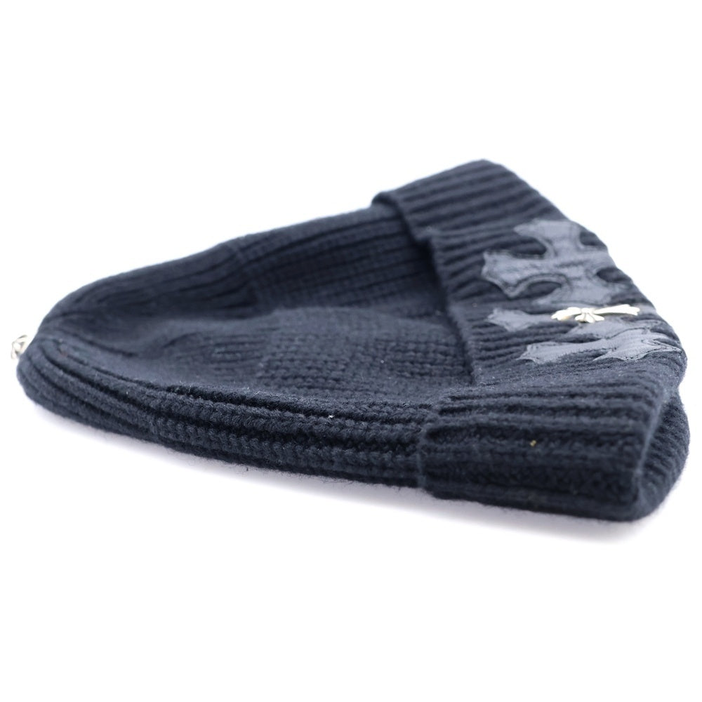 CHROME HEARTS(クロムハーツ) BEANIE BAIT & TACKLE タイニーCH セメタリークロスパッチ カシミア ビーニー ニット帽 ブラック