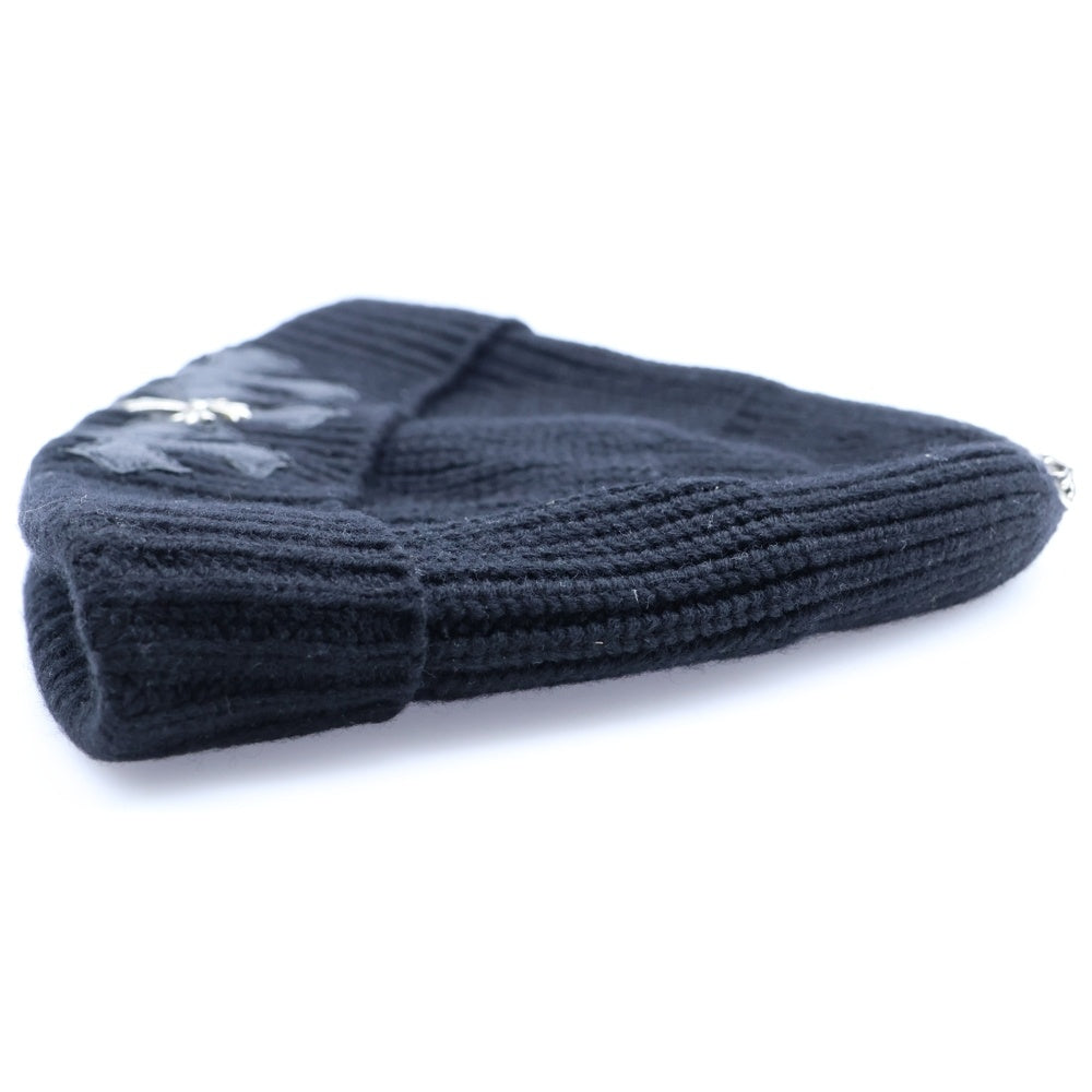 CHROME HEARTS(クロムハーツ) BEANIE BAIT & TACKLE タイニーCH セメタリークロスパッチ カシミア ビーニー ニット帽 ブラック