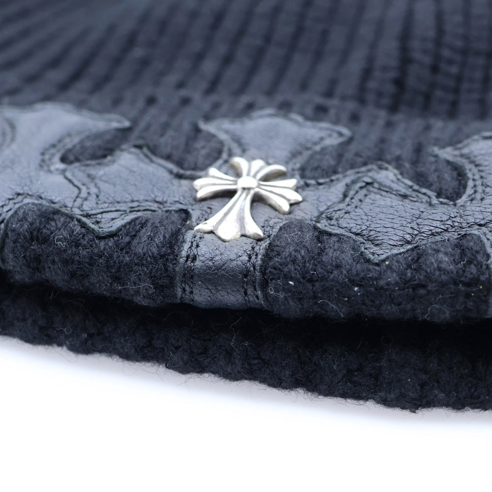 CHROME HEARTS(クロムハーツ) BEANIE BAIT & TACKLE タイニーCH セメタリークロスパッチ カシミア ビーニー ニット帽 ブラック