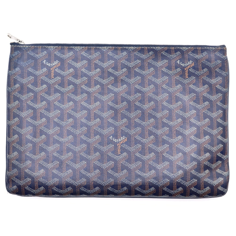 GOYARD(ゴヤール) Senat MM セナMM ヘリンボーン 総柄 PVCレザークラッチバッグ セカンドバッグ ネイビー