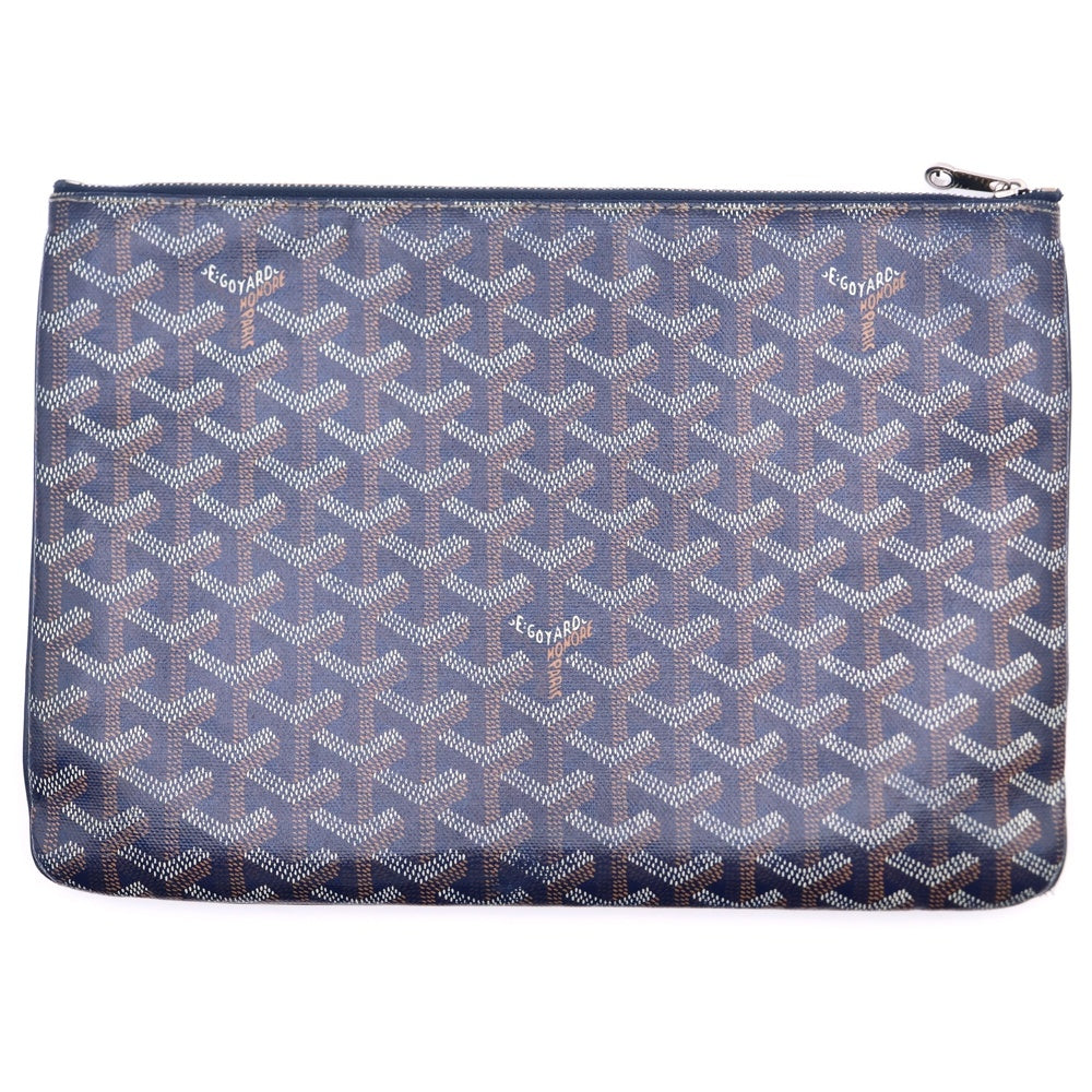 GOYARD(ゴヤール) Senat MM セナMM ヘリンボーン 総柄 PVCレザークラッチバッグ セカンドバッグ ネイビー