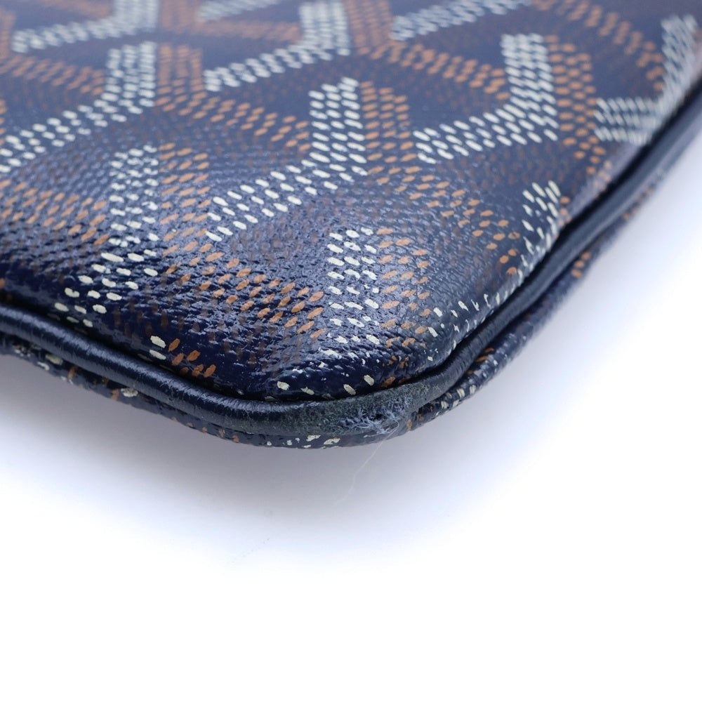 GOYARD(ゴヤール) Senat MM セナMM ヘリンボーン 総柄 PVCレザークラッチバッグ セカンドバッグ ネイビー