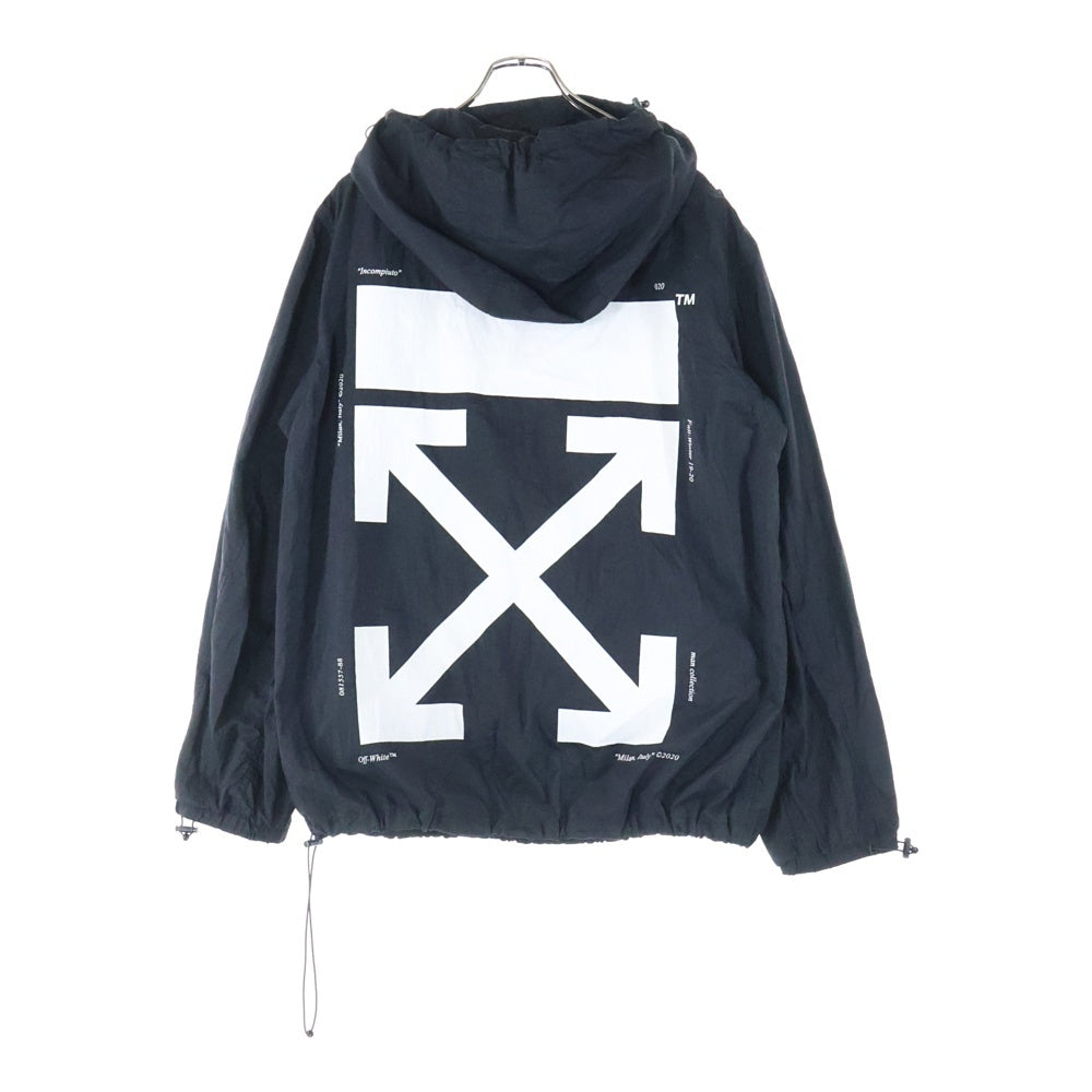OFF-WHITE(オフホワイト) 19AW Nylon Jacket プルオーバーナイロンジャケット パーカー フーディー ブラック OMEA187E19E15024