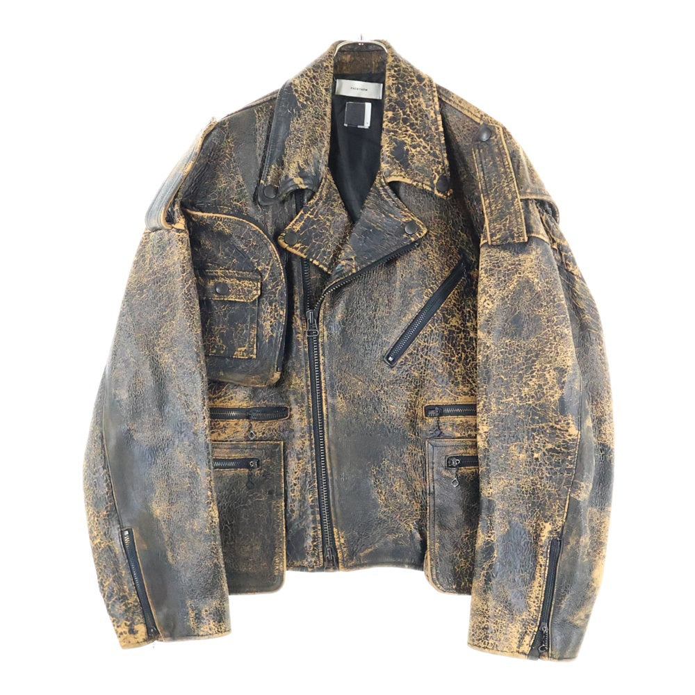 FACETASM(ファセッタズム) 20SS RIDERS JACKET ダメージ加工 クラックレザー ライダースジャケット ブラウン YA-JK-M04
