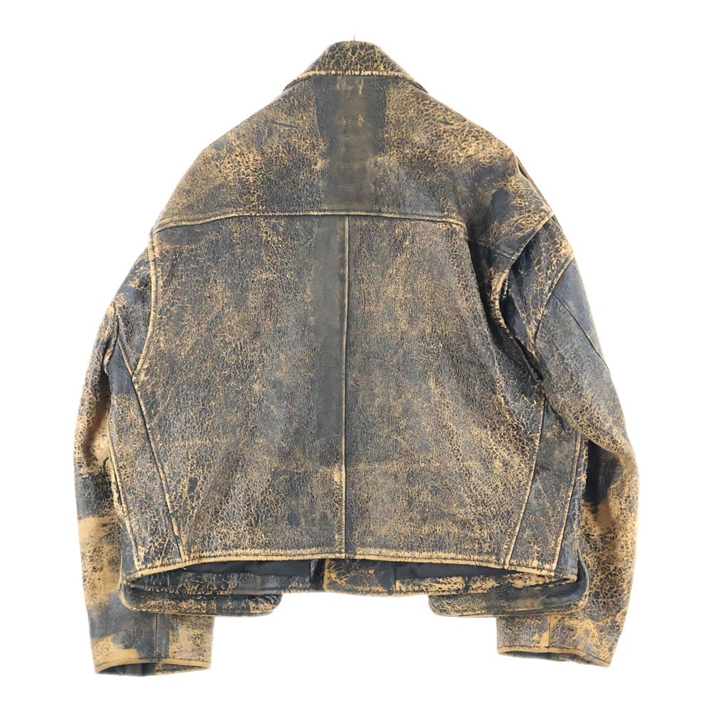 FACETASM(ファセッタズム) 20SS RIDERS JACKET ダメージ加工 クラックレザー ライダースジャケット ブラウン YA-JK-M04