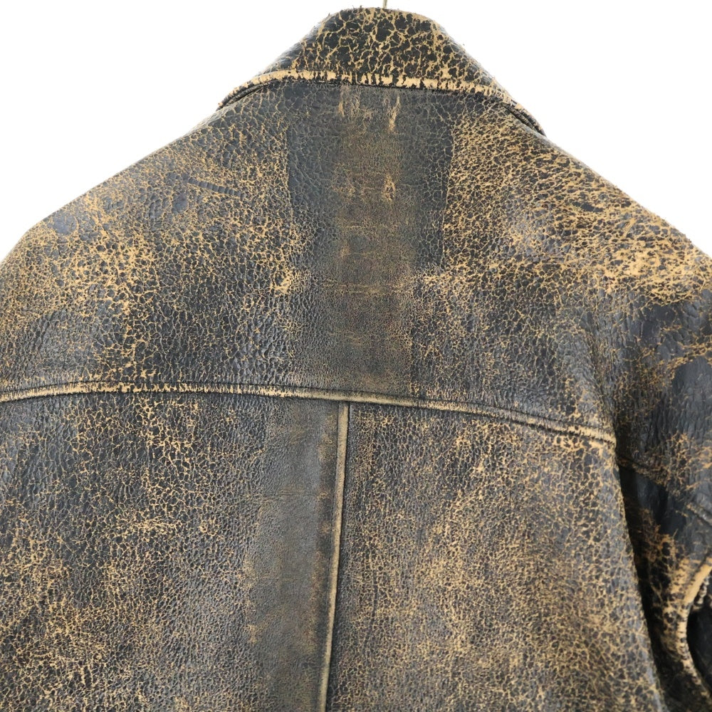 FACETASM(ファセッタズム) 20SS RIDERS JACKET ダメージ加工 クラックレザー ライダースジャケット ブラウン YA-JK-M04