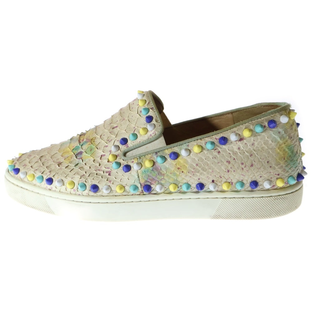 CHRISTIAN LOUBOUTIN(クリスチャンルブタン) Spike Sneaker パイソン スタッズ スパイク ローカットスニーカー ホワイト