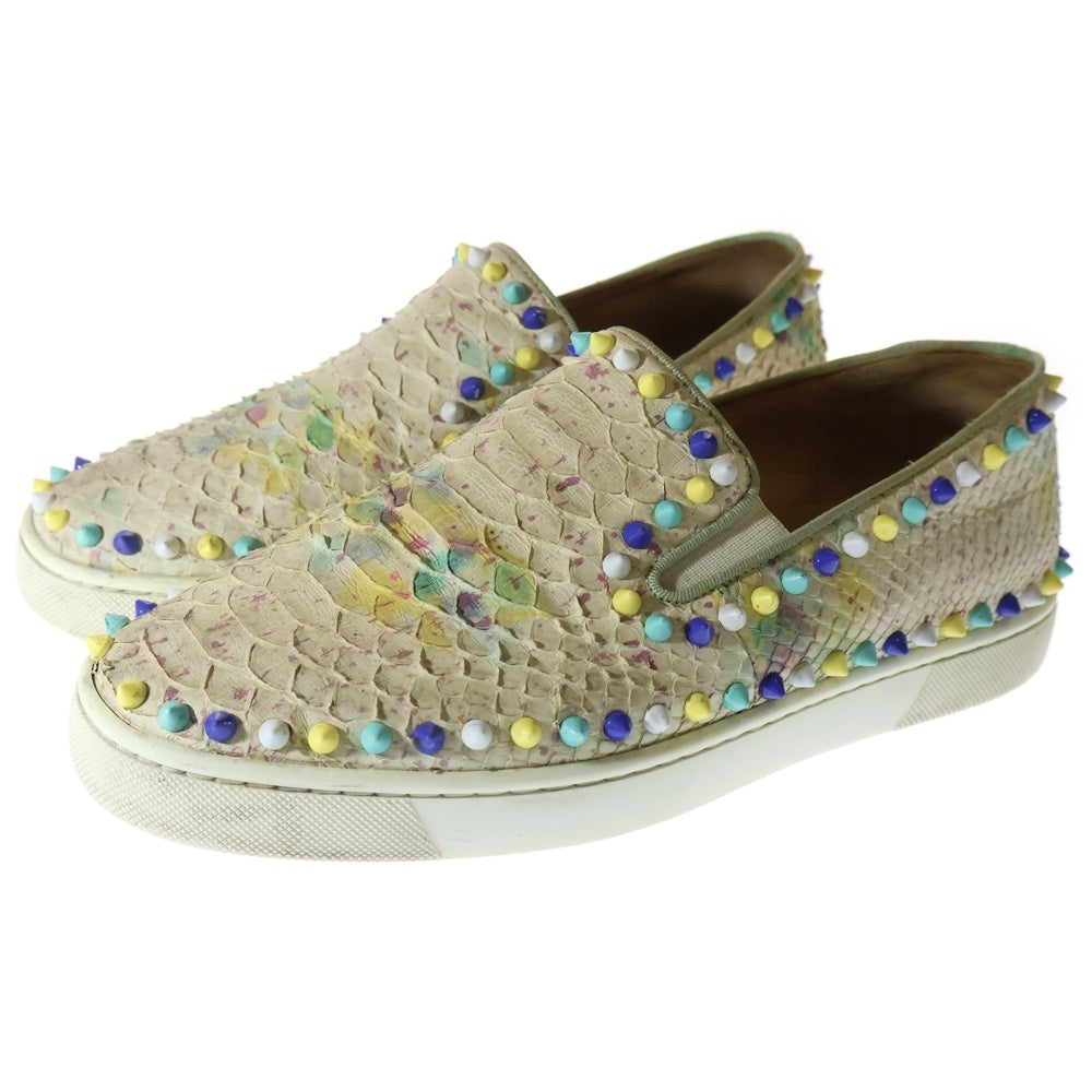 CHRISTIAN LOUBOUTIN(クリスチャンルブタン) Spike Sneaker パイソン スタッズ スパイク ローカットスニーカー ホワイト