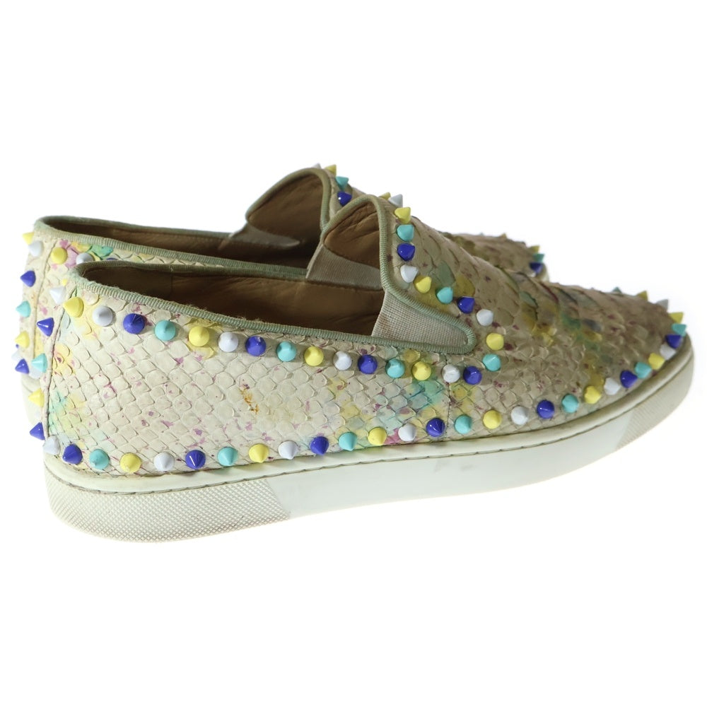 CHRISTIAN LOUBOUTIN(クリスチャンルブタン) Spike Sneaker パイソン スタッズ スパイク ローカットスニーカー ホワイト