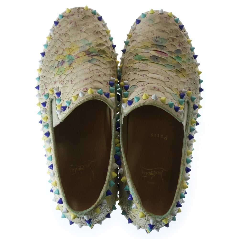 CHRISTIAN LOUBOUTIN(クリスチャンルブタン) Spike Sneaker パイソン スタッズ スパイク ローカットスニーカー ホワイト