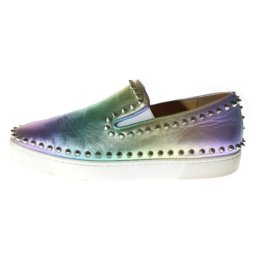 CHRISTIAN LOUBOUTIN(クリスチャンルブタン) PIK BOAT FLAT NAPPA LAM グラデーション ラムレザー スタッズ ローカットスニーカー グリーン