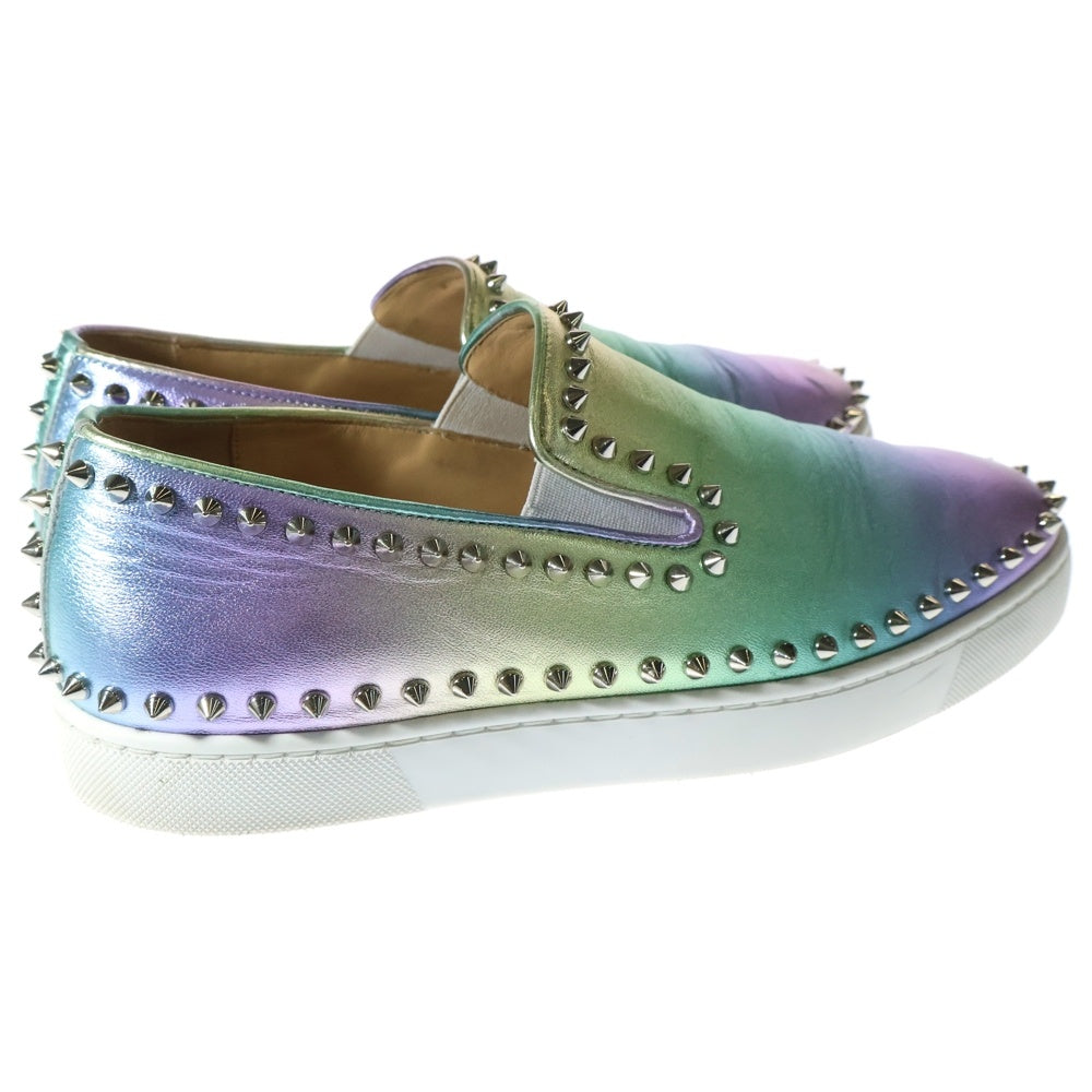 CHRISTIAN LOUBOUTIN(クリスチャンルブタン) PIK BOAT FLAT NAPPA LAM グラデーション ラムレザー スタッズ ローカットスニーカー グリーン