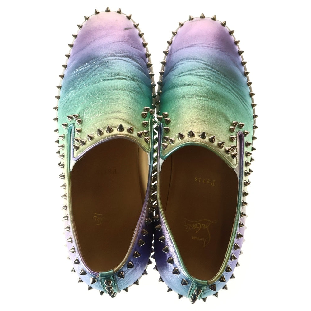 CHRISTIAN LOUBOUTIN(クリスチャンルブタン) PIK BOAT FLAT NAPPA LAM グラデーション ラムレザー スタッズ ローカットスニーカー グリーン