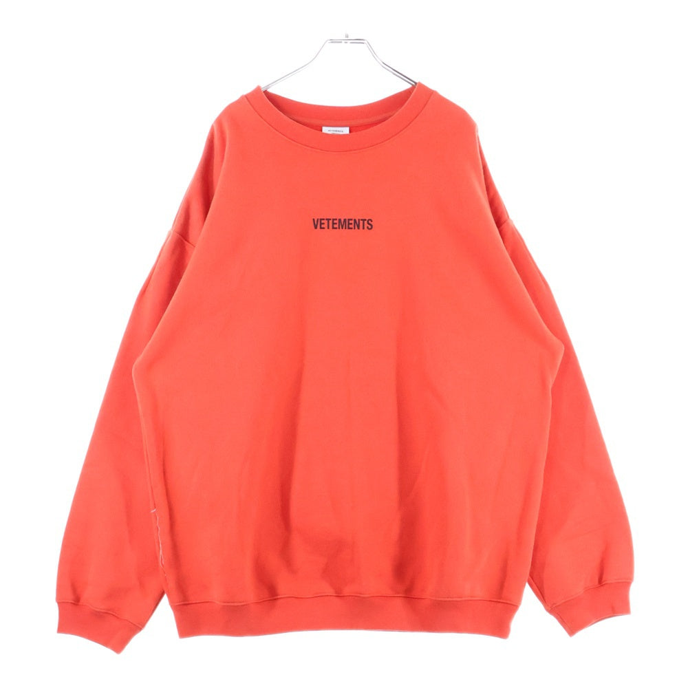 VETEMENTS(ヴェトモン) 20AW LOGO SWEAT SHIRT ロゴスウェットシャツ クルーネックトレーナー レッド UAH20TR726