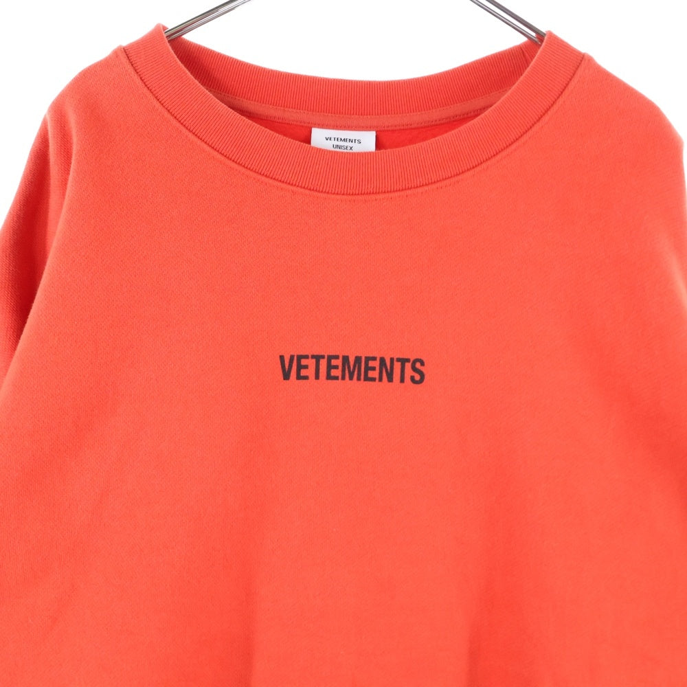 VETEMENTS(ヴェトモン) 20AW LOGO SWEAT SHIRT ロゴスウェットシャツ クルーネックトレーナー レッド UAH20TR726