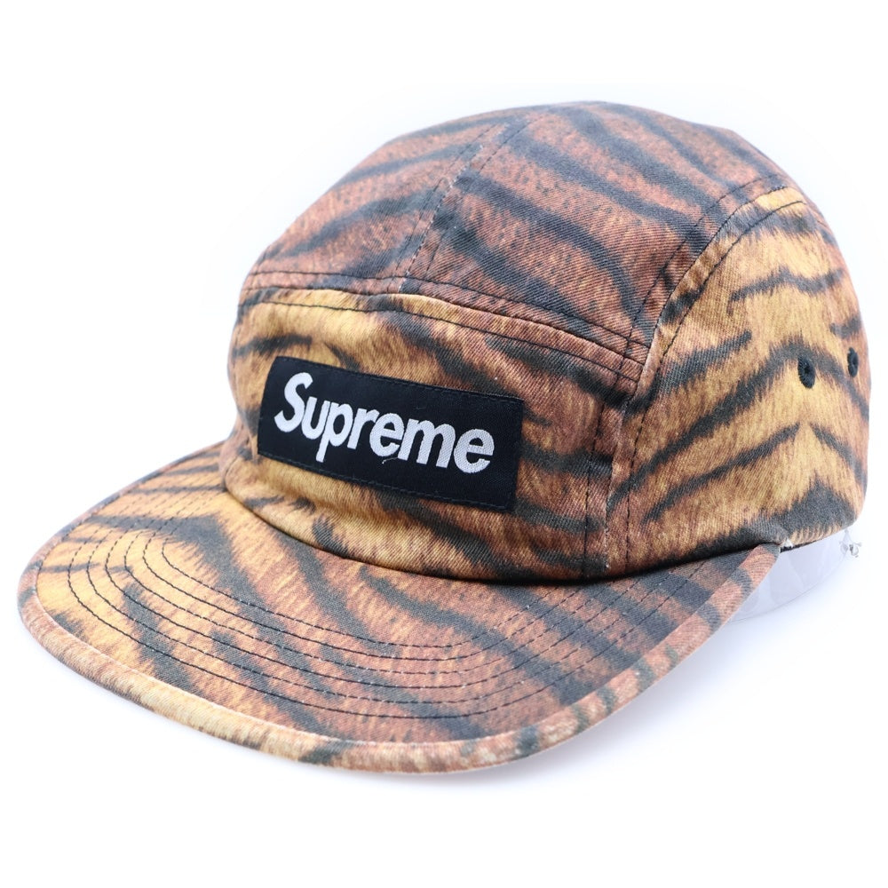 SUPREME(シュプリーム) 25AW Washed Chino Twill Camp Cap Tiger ボックスロゴ ウォッシュドチノツイル キャンプキャップ タイガー 帽子 ブラック/イエロー