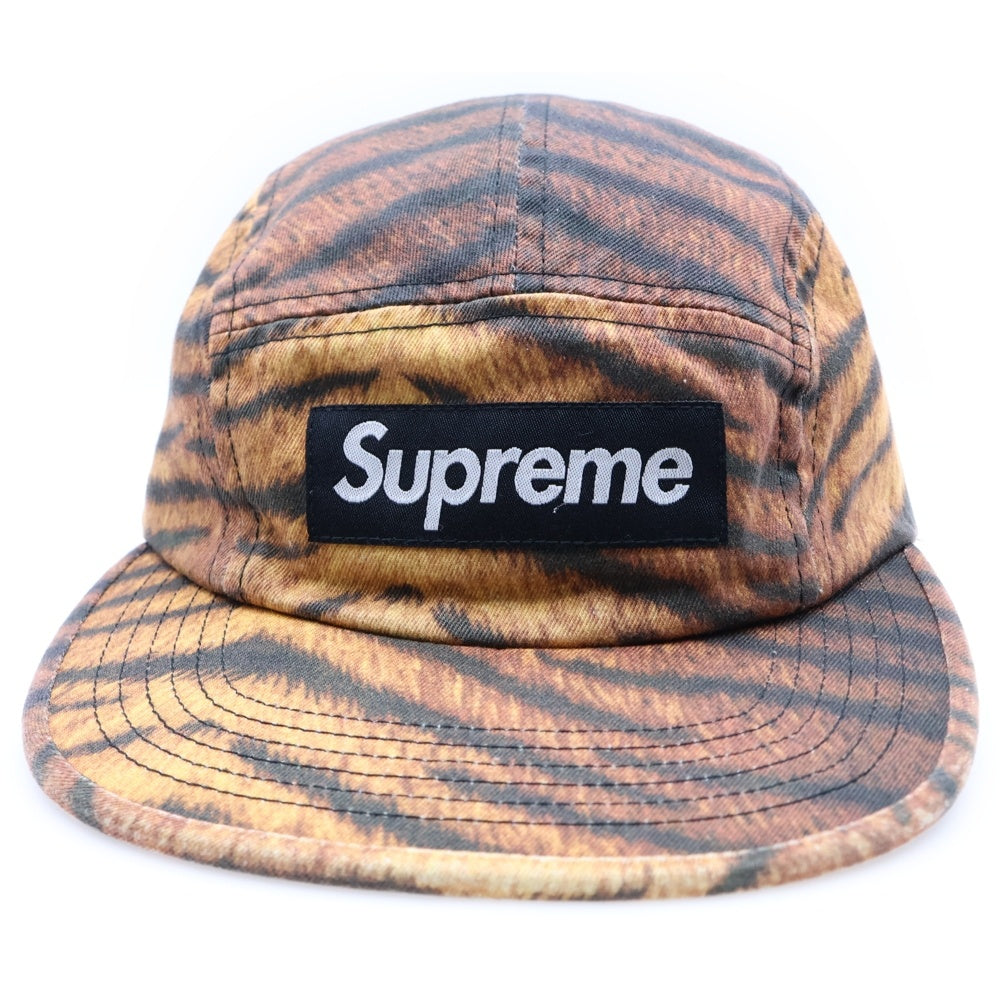 SUPREME(シュプリーム) 25AW Washed Chino Twill Camp Cap Tiger ボックスロゴ ウォッシュドチノツイル キャンプキャップ タイガー 帽子 ブラック/イエロー