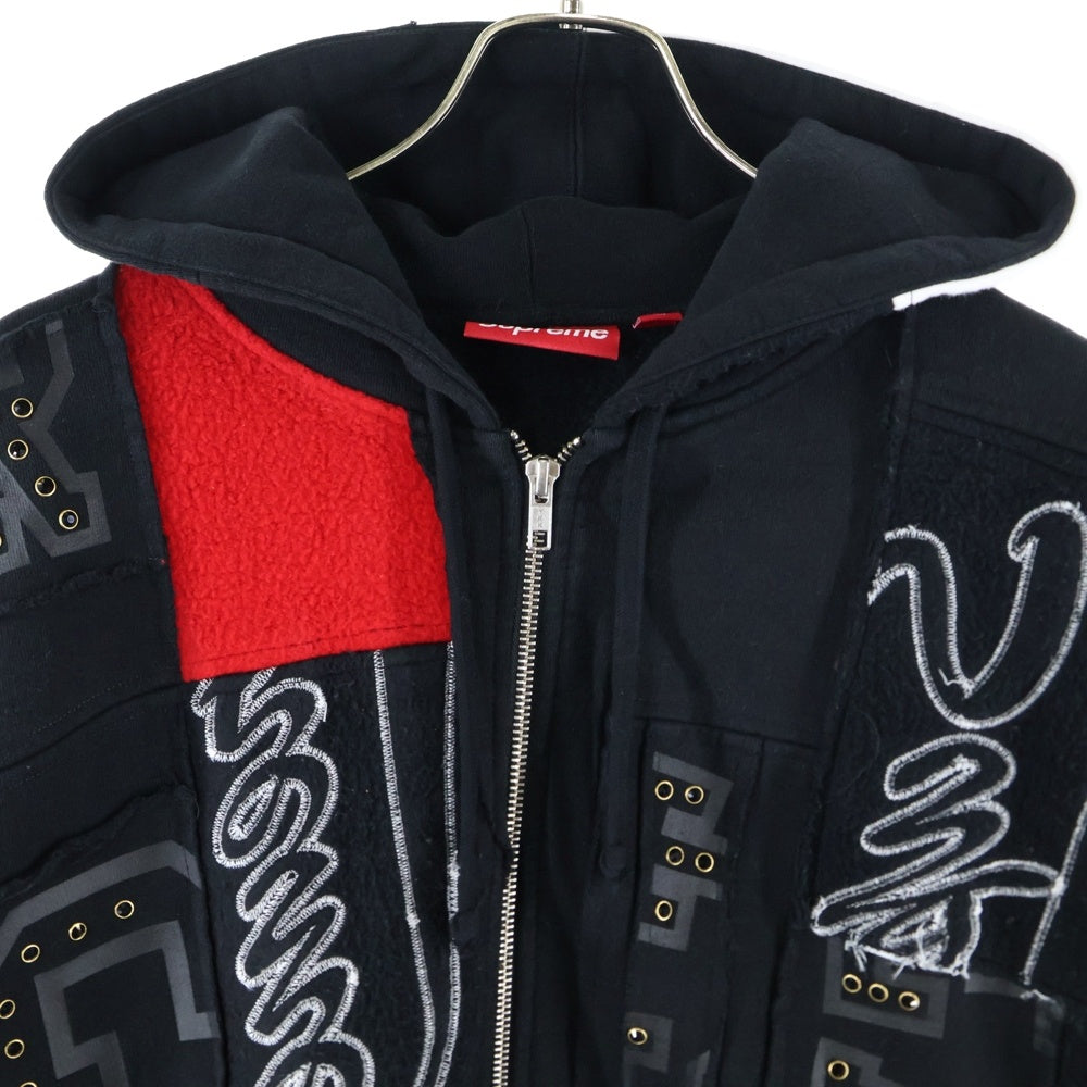 SUPREME(シュプリーム) 25SS Patchwork Zip Up Hooded Sweatshirt パッチワーク ジップアップスウェットパーカー フーディー ブラック