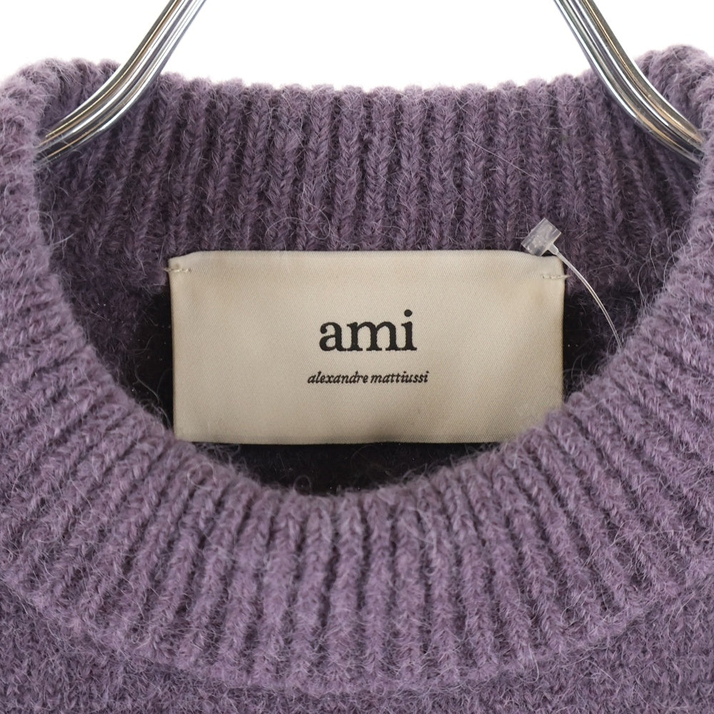 AMI Alexandre Mattiussi(アミアレクサンドルマテュッシ) ROUND NECK KNITS ハートロゴ ウールニットセーター パープル UKS025.KN0032