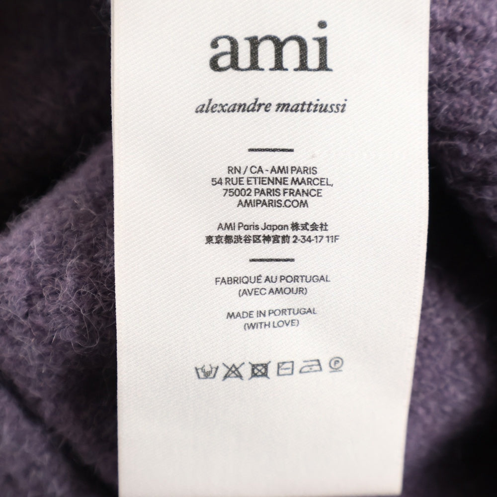 AMI Alexandre Mattiussi(アミアレクサンドルマテュッシ) ROUND NECK KNITS ハートロゴ ウールニットセーター パープル UKS025.KN0032