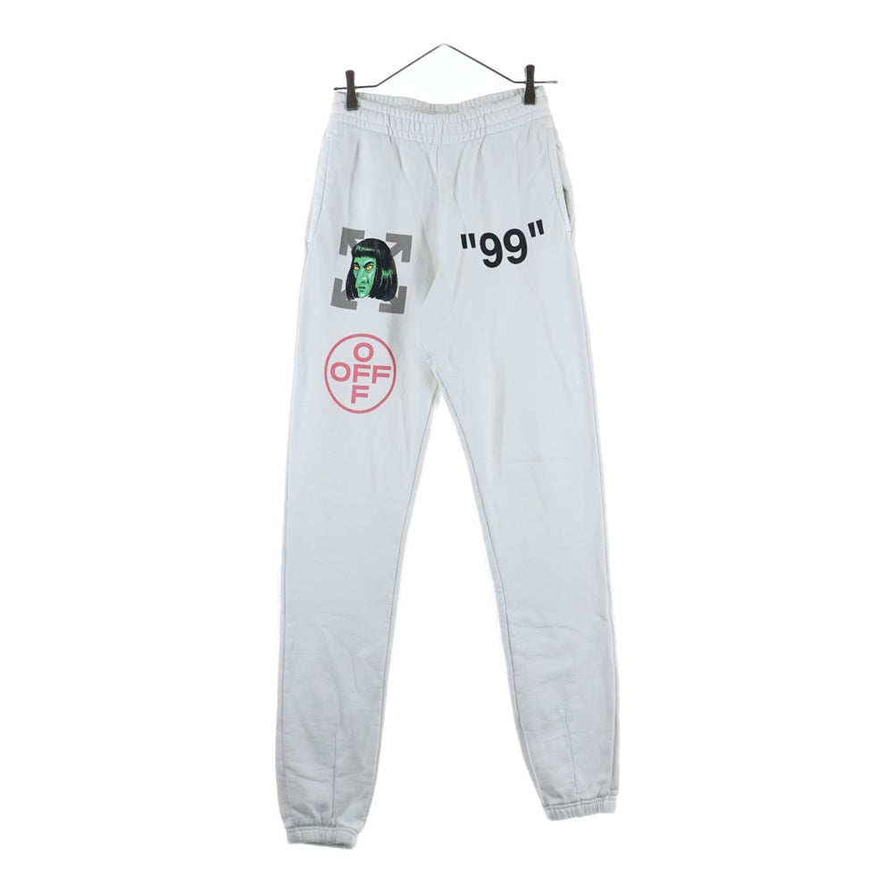 OFF-WHITE(オフホワイト) 19SS GREEN MAN SLIM SWEATPANTS ロゴプリント スウェットパンツ ホワイト OMCH014R19B97002
