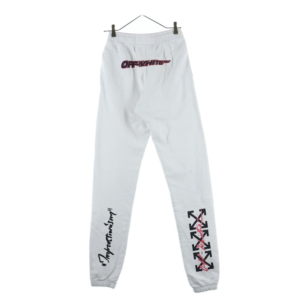 OFF-WHITE(オフホワイト) 19SS GREEN MAN SLIM SWEATPANTS ロゴプリント スウェットパンツ ホワイト OMCH014R19B97002