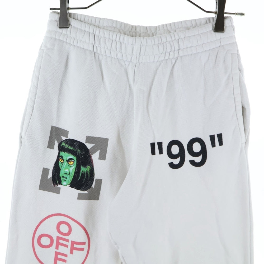 OFF-WHITE(オフホワイト) 19SS GREEN MAN SLIM SWEATPANTS ロゴプリント スウェットパンツ ホワイト OMCH014R19B97002