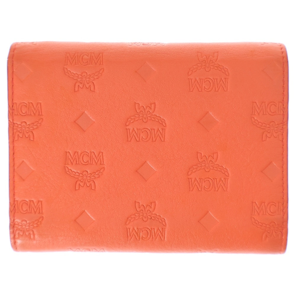MCM(エム シー エム) ロゴスナップ ウォレット 三つ折り財布 オレンジ MYS9APA54O3001