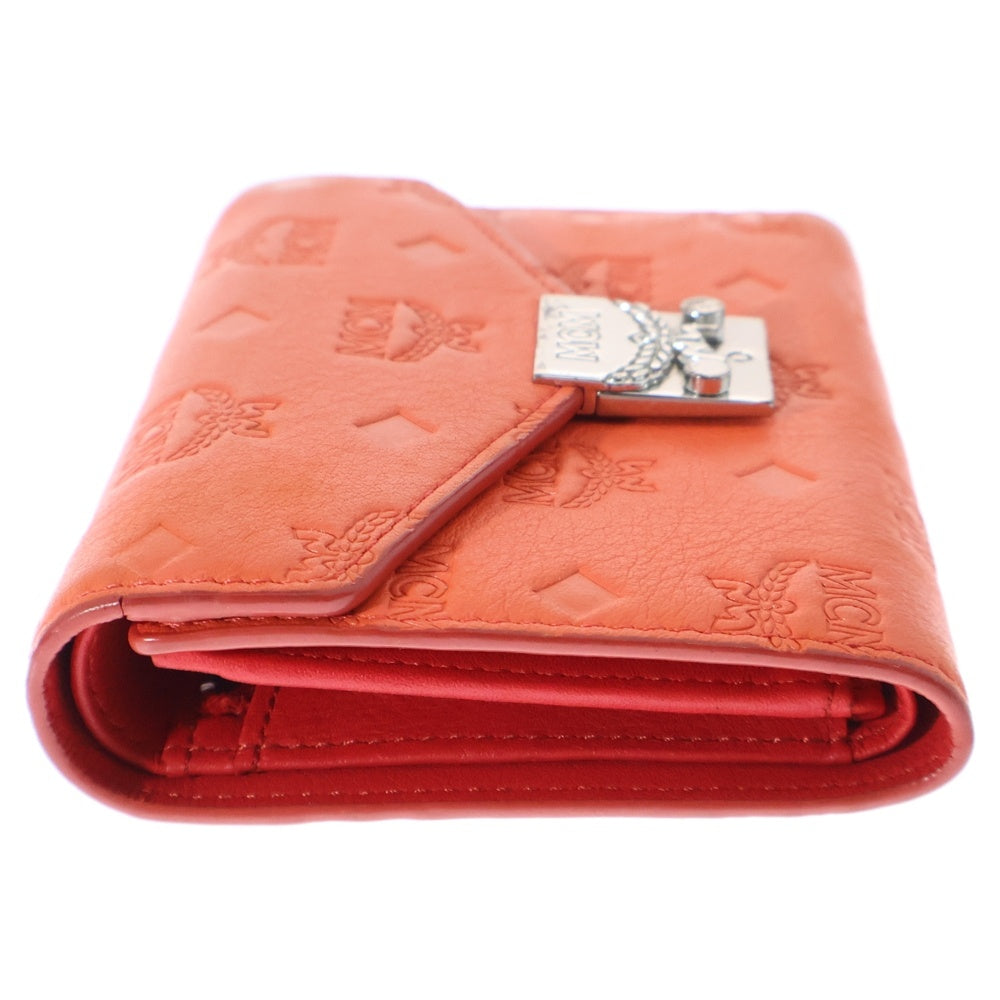 MCM(エム シー エム) ロゴスナップ ウォレット 三つ折り財布 オレンジ MYS9APA54O3001