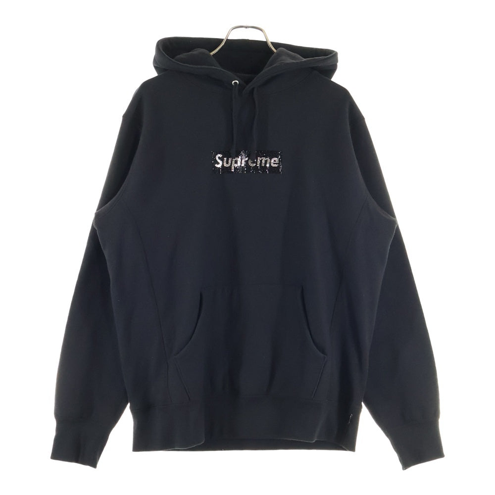 SUPREME(シュプリーム) 19SS ×Swarovski Box Logo Hooded Sweatshirt スワロフスキー ボックスロゴ フーディ スウェットプルオーバーパーカー ブラック