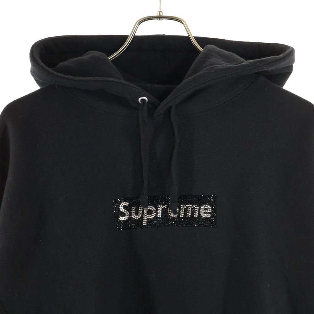 SUPREME(シュプリーム) 19SS ×Swarovski Box Logo Hooded Sweatshirt スワロフスキー ボックスロゴ フーディ スウェットプルオーバーパーカー ブラック