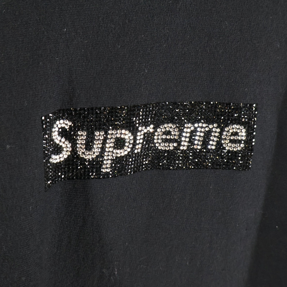SUPREME(シュプリーム) 19SS ×Swarovski Box Logo Hooded Sweatshirt スワロフスキー ボックスロゴ フーディ スウェットプルオーバーパーカー ブラック