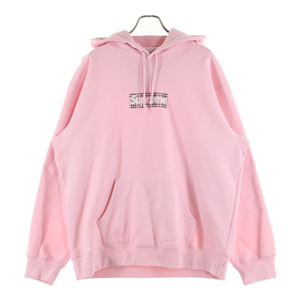 SUPREME(シュプリーム) 22SS ×BURBERRY Box Logo Hooded Sweatshirt バーバリー ボックスロゴ スウェットプルオーバーパーカー ピンク