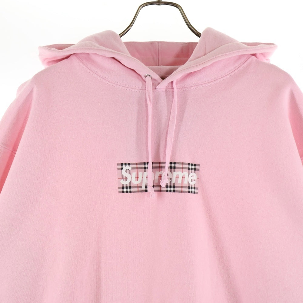 SUPREME(シュプリーム) 22SS ×BURBERRY Box Logo Hooded Sweatshirt バーバリー ボックスロゴ スウェットプルオーバーパーカー ピンク