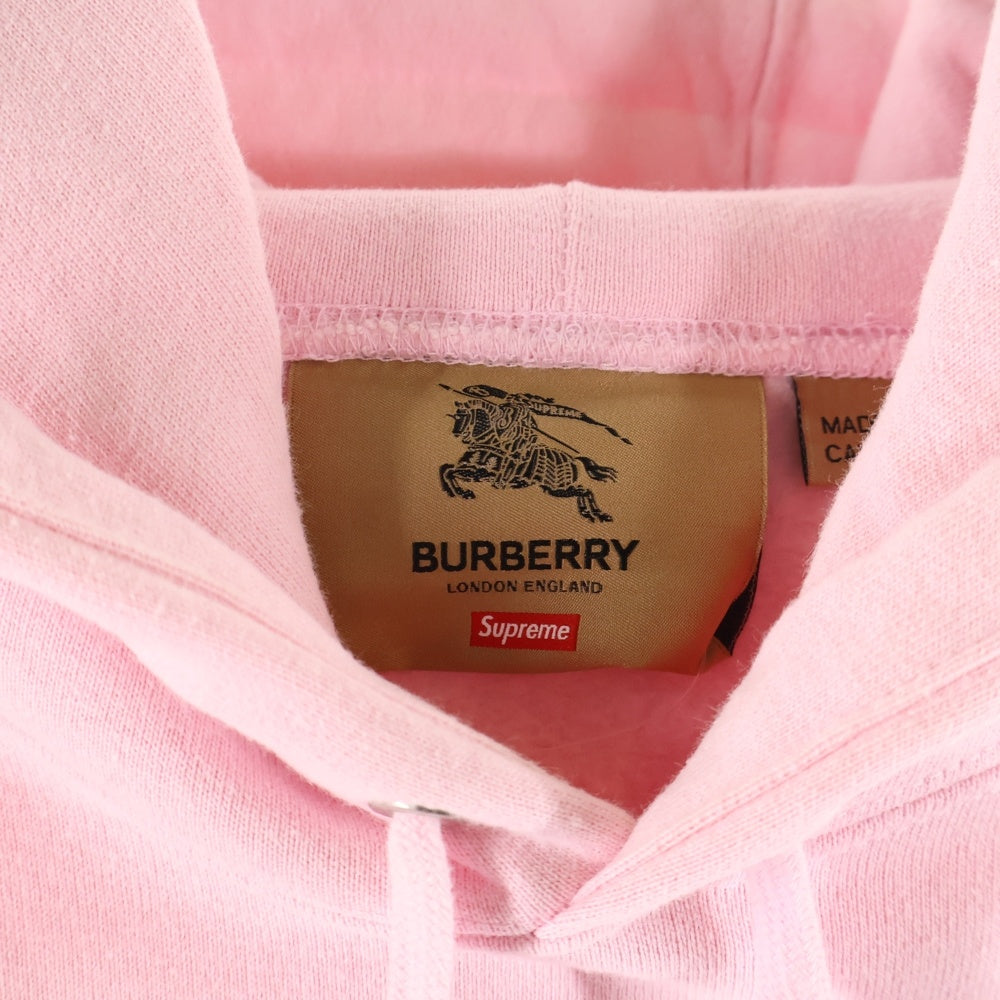 SUPREME(シュプリーム) 22SS ×BURBERRY Box Logo Hooded Sweatshirt バーバリー ボックスロゴ スウェットプルオーバーパーカー ピンク