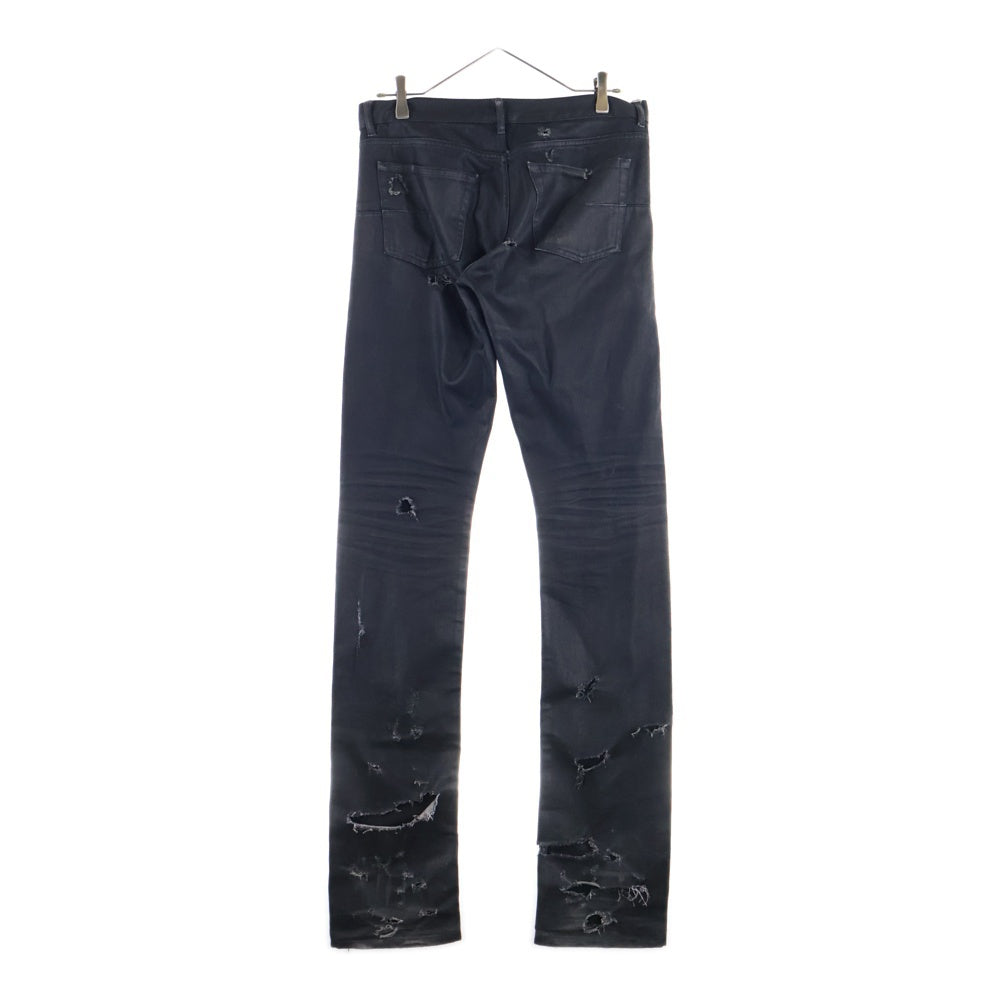 Dior HOMME(ディオールオム) 04SS Strip デストロイ加工コーティングデニムパンツ ブラック 4EH1018686