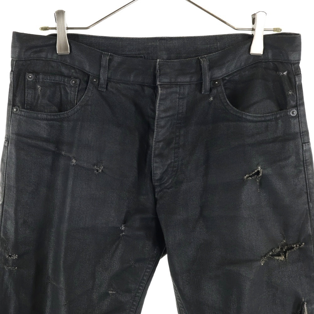 Dior HOMME(ディオールオム) 04SS Strip デストロイ加工コーティングデニムパンツ ブラック 4EH1018686