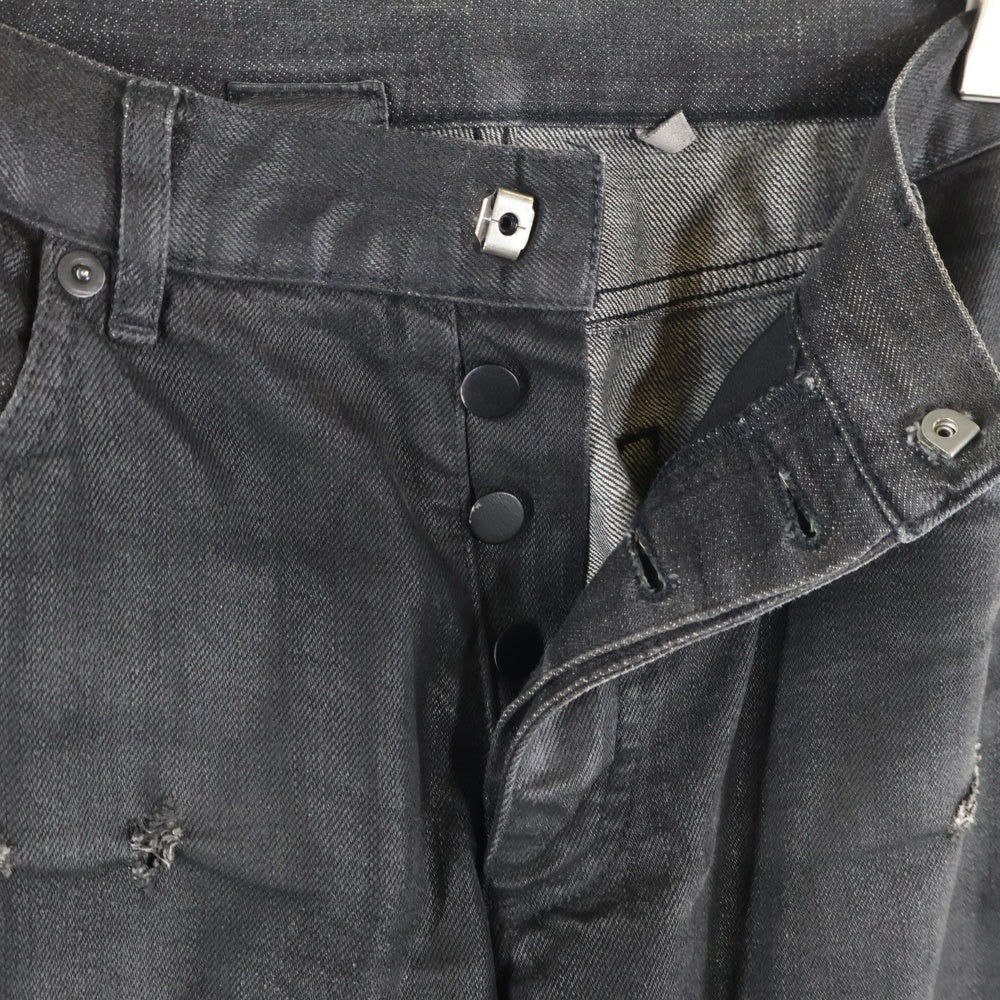 Dior HOMME(ディオールオム) 04SS Strip デストロイ加工コーティングデニムパンツ ブラック 4EH1018686